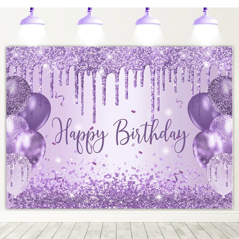 Purple Glitter Birthday Backdrop